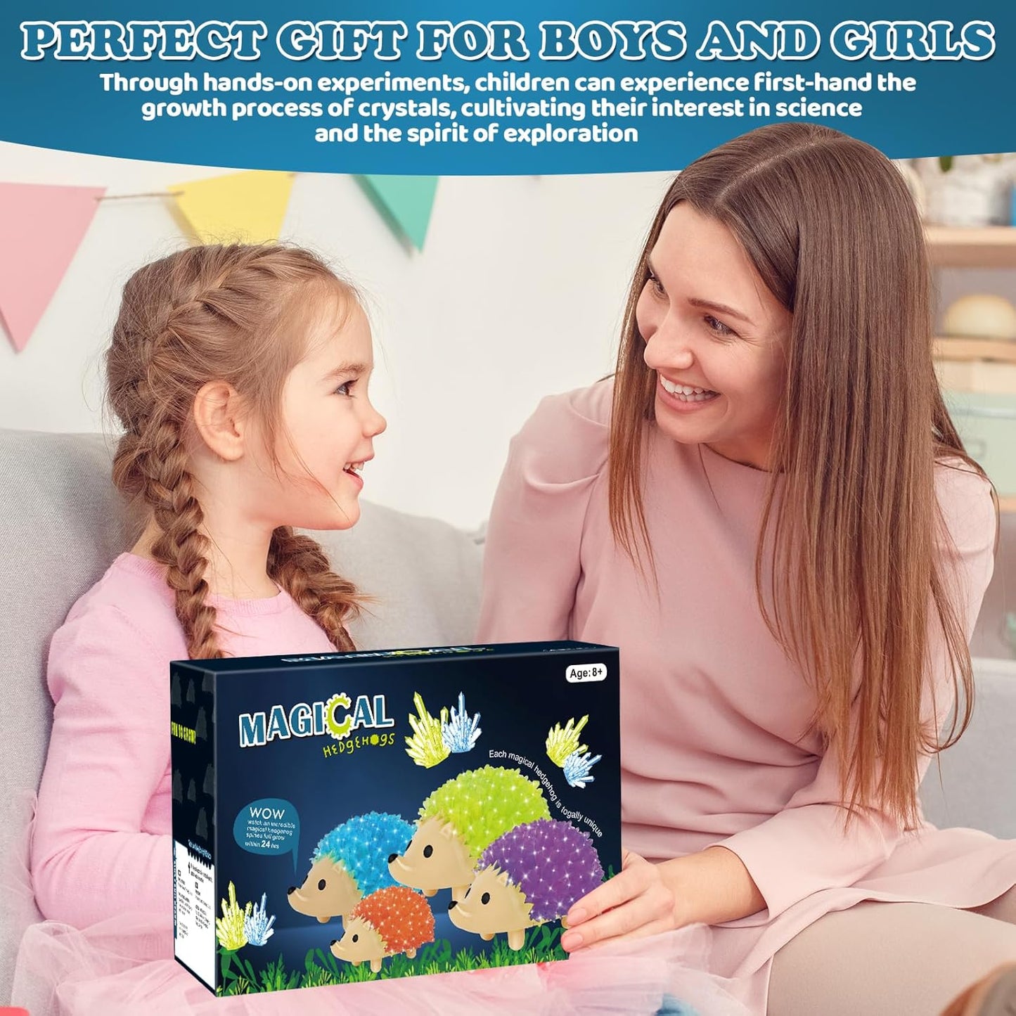 sdaymol Crystal Growing Kit for Kids - 2 Colors Hedgehog to Grow Fast in (24H),Science Experiments Learning & Educational Toys,Science Kits for Kids Age 8-12 STEM Project Gifts for Boys & Girls 6+