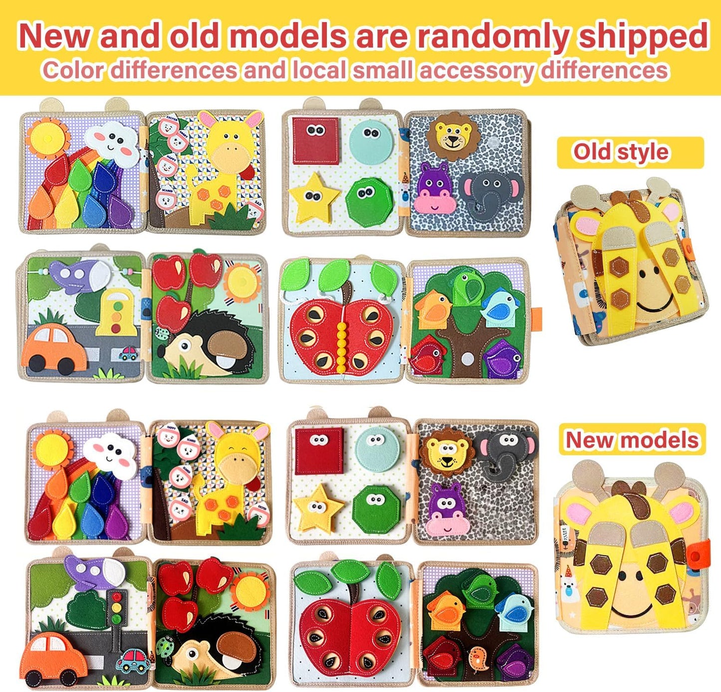 Montessori Busy Book, Suitable for Toddlers Aged 1-3, Felt Sensory Activity Book, Children's Travel Toy, Quiet Book Busy Board, Birthday Gift for Boys and Girls