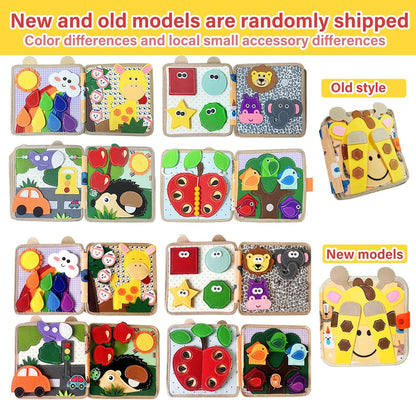 Montessori Busy Book, Suitable for Toddlers Aged 1-3, Felt Sensory Activity Book, Children's Travel Toy, Quiet Book Busy Board, Birthday Gift for Boys and Girls