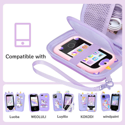 Leayjeen Kids Smartphone Case Compatible with Kikapabi/Joozfee/Prysyedawn 2.8" Touchscreen Toddler Learning Play Toy Phone,Birthday Gifts for Girls Age 3-10 Kids Toys Cell Phone-Purple(Case Only)