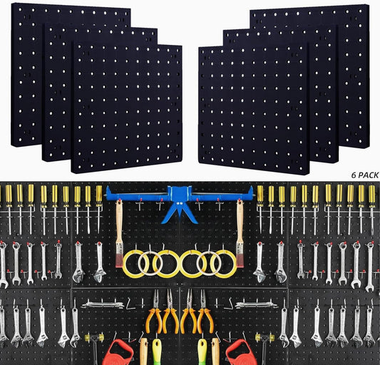 4Pcs Peg Board Panels, White ABS Pegboard Wall Mount, Easy Installation for Craft Room, Garage, Kitchen, Workshop