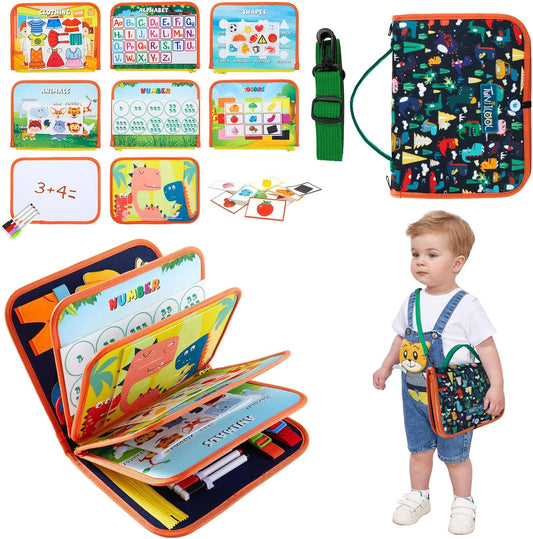 Montessori Busy Board - 8-in-1 Sensory Activity Book with Detachable Pages, Travel-Friendly Learning Toy for Fine Motor Skills & Preschool Education