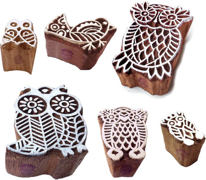 Pottery Printing Blocks Retro Fish Pattern Wooden Stamps (Set of 6) Htag1958