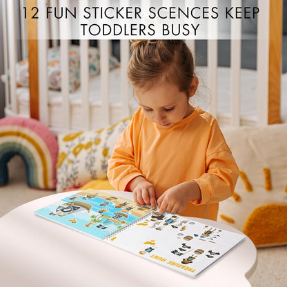 Fun Sticker Book for Toddlers 2-4 Years - Perfect Kids Activity Book with 500+ Beautiful Stickers & 12 Themes for Entertaining Boys & Girls 4-8 While Traveling - Incl. Coloring Pages