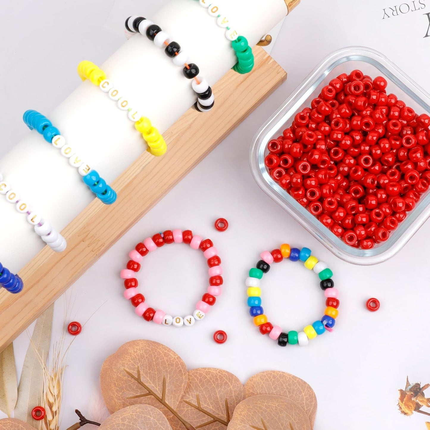 Auvoua 1000Pcs Pony Beads Bracelet 9mm Yellow Plastic Barrel Pony Beads for Necklace,Hair Beads for Braids,Key Chain,Jewelry Making (Yellow)