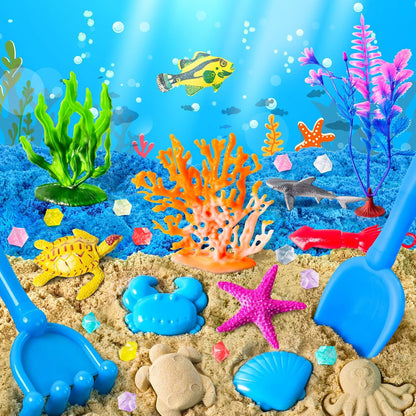 ESSENSON Sensory Bin, Construction Kit with Sensory Sand, Play Sand Pretend Play Beach Toy, Sandbox for Girls and Boys
