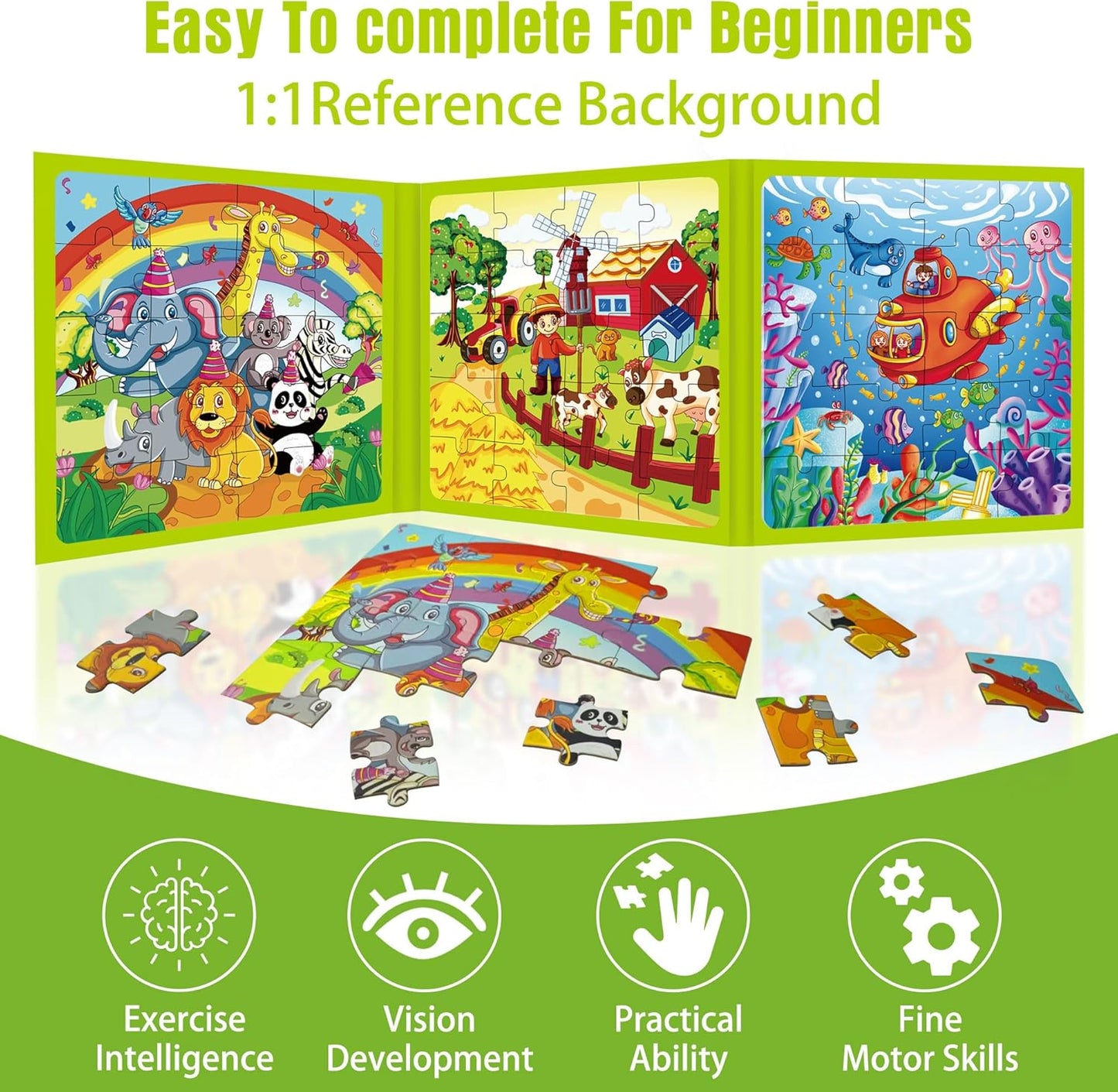 Magnetic Unicorn Mermaid Princess Puzzle for Girls Ages 3-6, 20 Piece Travel Magnetic Puzzle for Toddlers, Car Airplane Road Trip Activity Toy