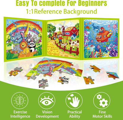 Magnetic Unicorn Mermaid Princess Puzzle for Girls Ages 3-6, 20 Piece Travel Magnetic Puzzle for Toddlers, Car Airplane Road Trip Activity Toy