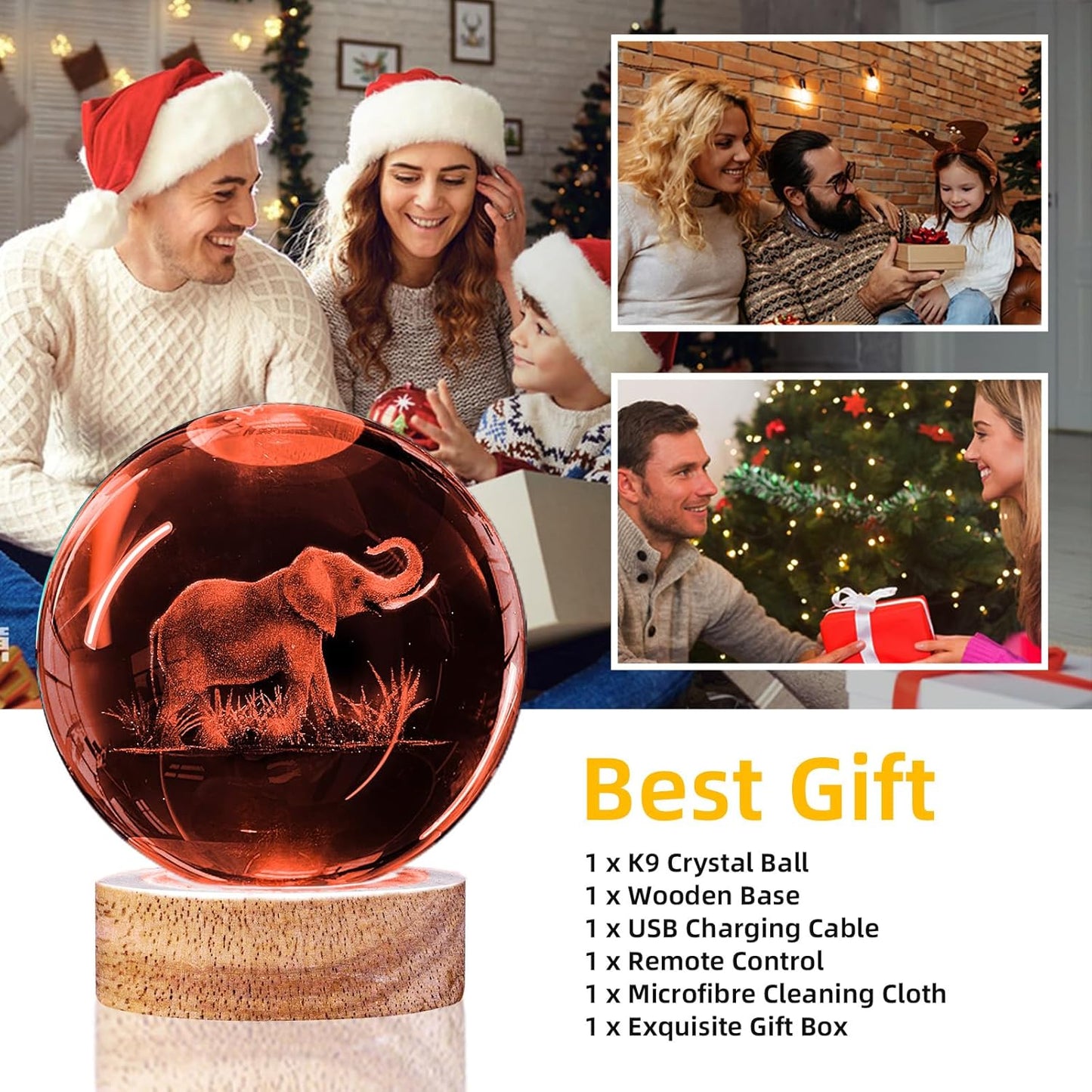 3D Solar System Crystal Ball Night Light with 16 Color LED Wooden Base, Upgraded 3.15 Inch Galaxy Planets Glass Ball Lamps with Remote for Birthday Christmas, Astronomy Space Gifts for Boys Girls