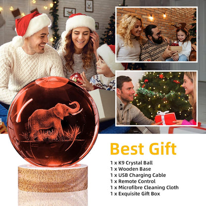 3D Solar System Crystal Ball Night Light with 16 Color LED Wooden Base, Upgraded 3.15 Inch Galaxy Planets Glass Ball Lamps with Remote for Birthday Christmas, Astronomy Space Gifts for Boys Girls