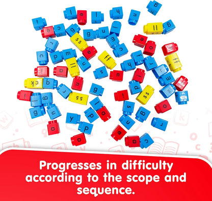 Junior Learning: Rainbow Phonics Blox: CVC Word Building - Phase 2-30 Activity Cards, Color Coded Blocks, Learning, Reading Development, Kids 4+