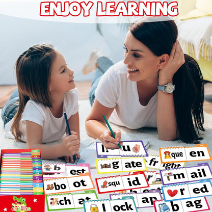 chiazllta 48 Word Family Build Book Spell Read and Rhyme Flip Activity Books ABC Vocabulary Flashcards Learn to Read Games Phonics Flashcards Kindergarten Sight Words Learning Activities for Kids