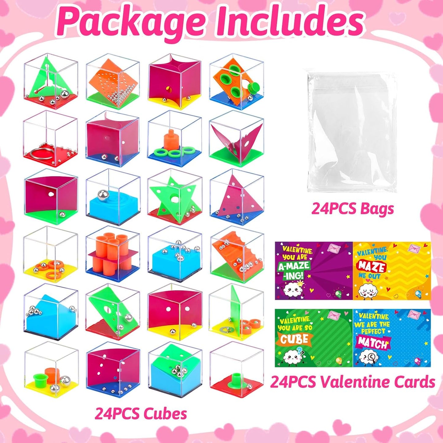 24PCS Mini Brain Teaser Puzzles Cubes Party Favors Bulk for Kids 4-8 8-12 Goodie Treat Bag Easter Basket Stuffers Classroom Treasure Chest Carnival Prizes Box Toys Pinata Filler Birthday Return Gifts