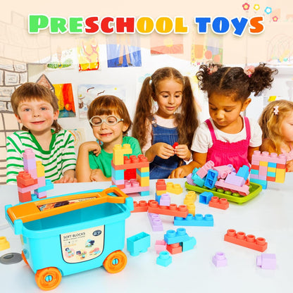 78 Pcs Top STEM Soft Building Block Sets for Kids Aged 18 months to 6 years.Mega Blocks for Baby.Large Construction Stacking Block Toys for Toddler to Improve Imagination、Creativity、Hands-on Ability