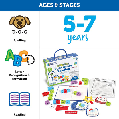 Learning Resources Skill Builders! Kindergarten Reading Activity Set - 122 Pieces, Ages 5+, Back to School Essential Materials, Homeschool Supplies