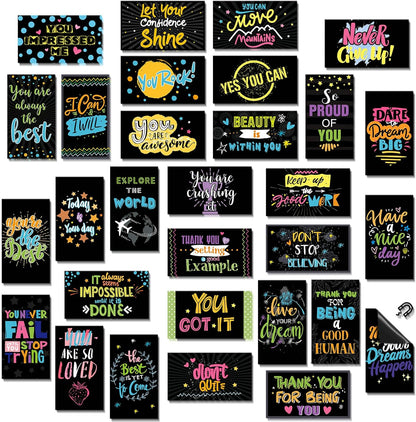 Xuhal 60 Pcs Inspirational Magnets Bulk Rectangle Positive Affirmation Magnets Decals Decorative Inspiring Quotes Fridge Magnetic Stickers for Adults Students Team Motivational Gifts (Classic)