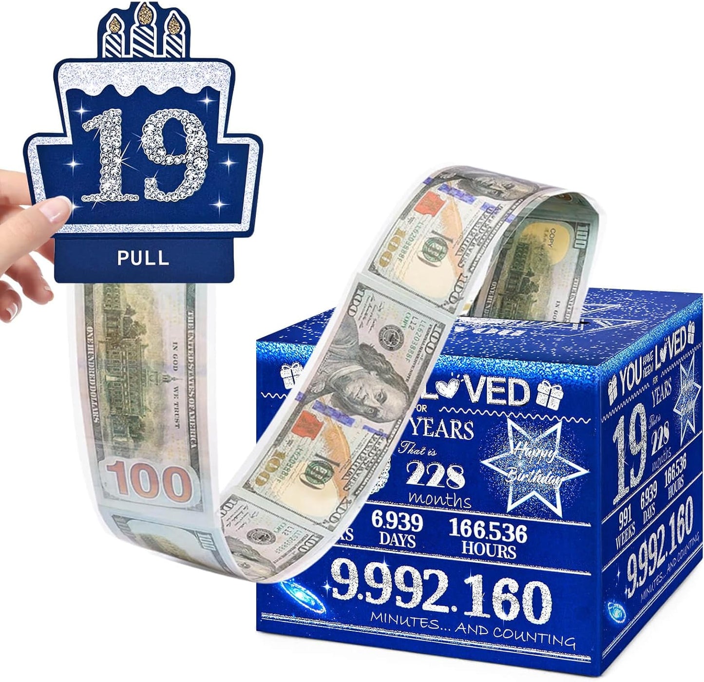 10 Happy Birthday Money Box for Cash Gift, 10th Birthday Decorations for Boys and Girls, Gifts for 10 Year Old Boy, Boy Gift Ideas, Cool Things for Teen -Blue with 100PCS Bags