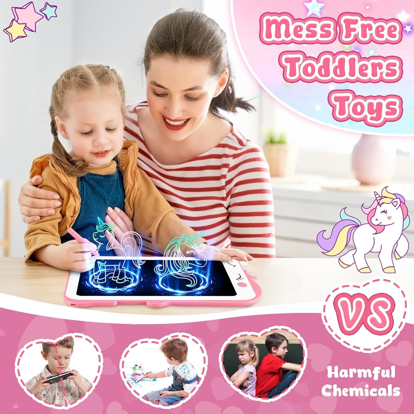 Teriph LCD Writing Tablet for Kids, Colorful Toddlers Toys Drawing Board, Educational Kid Toys, Doodle Pad Dinosaur Toy for 3 4 5 6 7 8 Year Old Boys Girls Birthday Party Xmas,8.5inch & Green