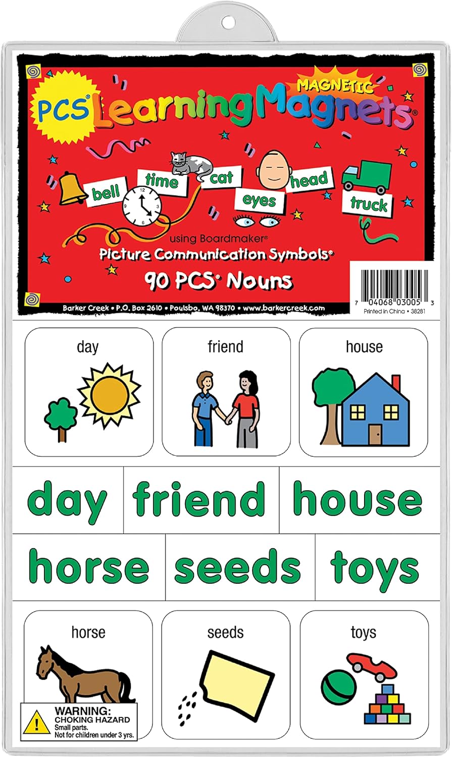 BARKER CREEK Learning Magnets, for Children, Picture Communication Symbol Magnets - High-Frequency Verbs & Companion Word Magnets (3000)