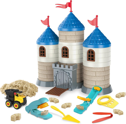 SIGHTEEDA Moldable Play Sand Kit for Kids 3-8 Years | 1.7 lbs Sensory Sand with 6 Tools & Molds | Mess-Free Indoor Sandbox Toys, STEM Learning Activities, Easy Clean Up