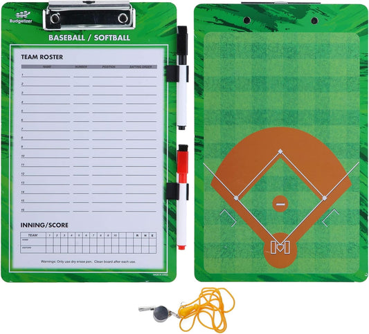 Dry Erase Coaches Clipboard - Includes Whistle and Dry Erase Markers - Double Sided Coach Whiteboard
