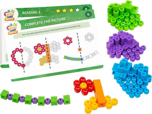 Kids First Math: Lacing Beads Math Kit w/Activity Cards | Develop Skills in Counting, Sorting, Sequencing, Pattern Recognition | Visual Hands-on Math for at-Home or Classroom Learning, Ages 3+