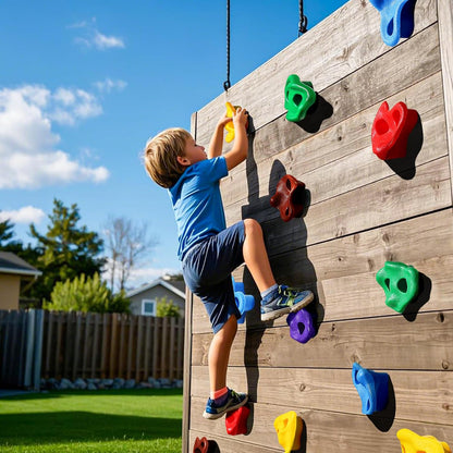 TOPNEW 12PCS Climbing Holds for Kids, Rock Wall Climbing Kit with Hardware for Indoor and Outdoor Climbing Wall, Pastel Color
