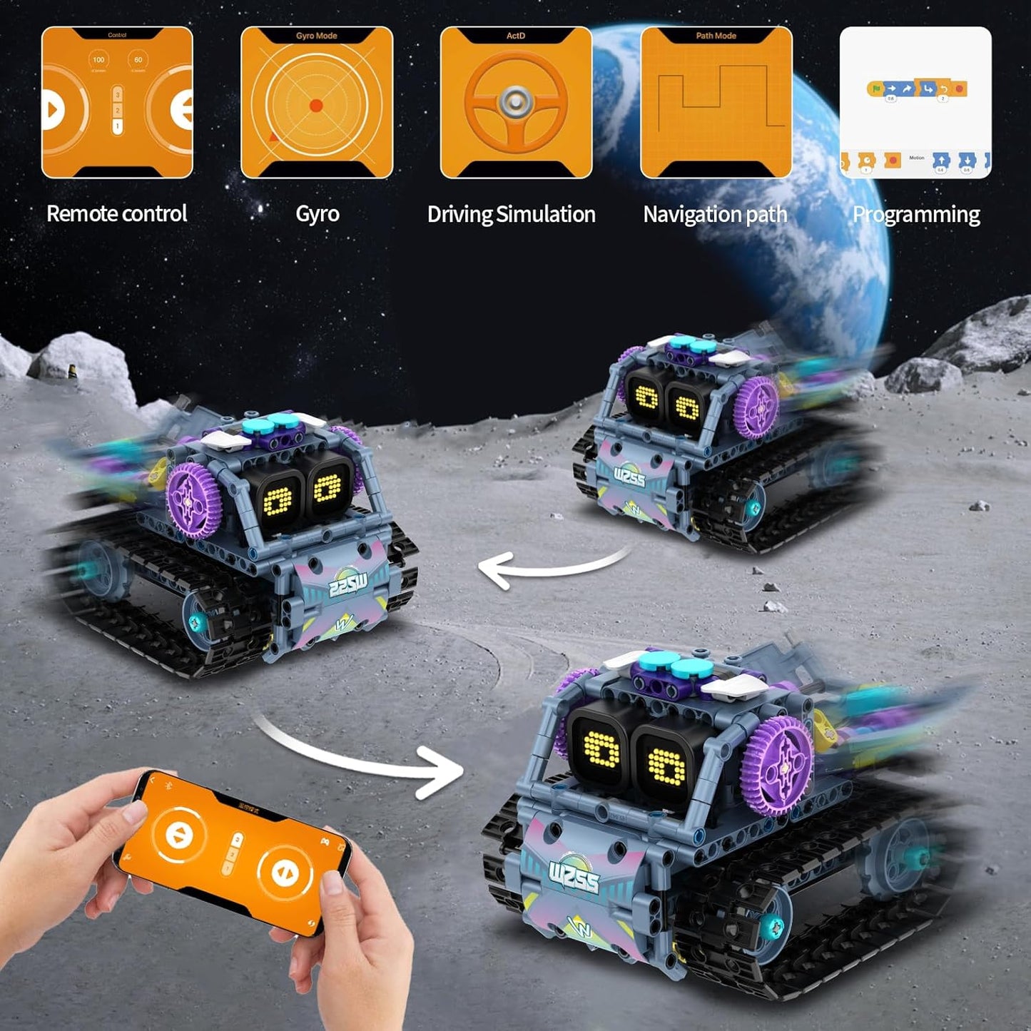 5in1 STEM Building Toys for Kids 6-14, Remote & APP Controlled Mech Robots/Heavy Tanks/Tracked Racer STEM Building Kit for Kid Science Learning, 552 Pcs DIY Erector Sets Gifts for Boys & Girls