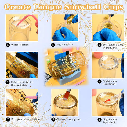 Bumaeu 61Pcs Snow Globe Tumbler Starter Kit Includes 16oz Double-Wall Acrylic Snowglobe Cups Suitable for Beginners DIY Kit Includes Glitters Stickers and Accessories