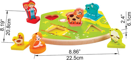 Hape Odyssey Toys Farmyard Sound Puzzle (10 Pieces), Multicolor, 5'' x 2''
