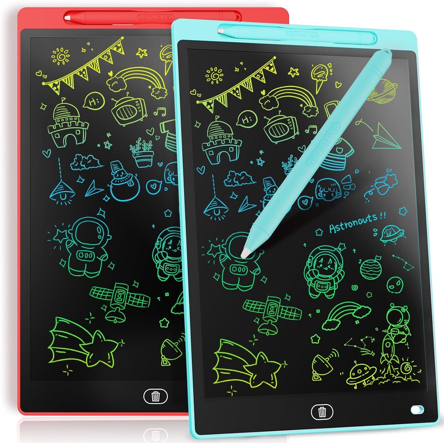 [2 Pack] Genialba LCD Writing Tablet 12-Inch Colorful Doodle Board, Toddler Learning Educational Toys Gifts for 3-8 Years Old Girls and Boys, Electronic Drawing Pad for Kids (Pink&Blue)