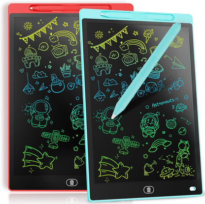 [2 Pack] Genialba LCD Writing Tablet 12-Inch Colorful Doodle Board, Toddler Learning Educational Toys Gifts for 3-8 Years Old Girls and Boys, Electronic Drawing Pad for Kids (Pink&Blue)
