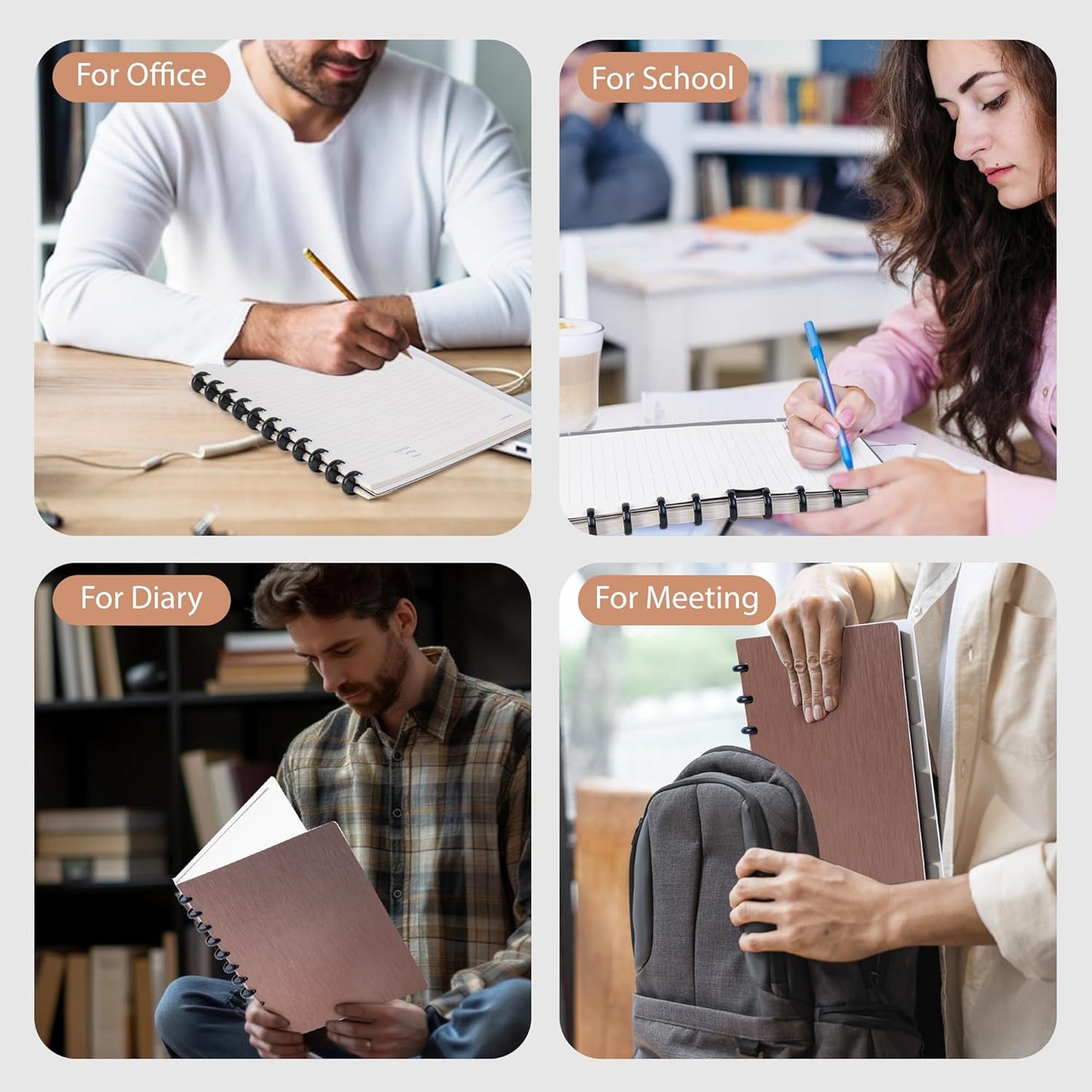 Discbound Notebook Refills for 11 Discs Notebooks 8.6 in x 12 in Letter Size 120 Sheets Multi-Subject Project Lined Pages Customizable Removable Pages(100 GSM) Heavyweight Planing Paper