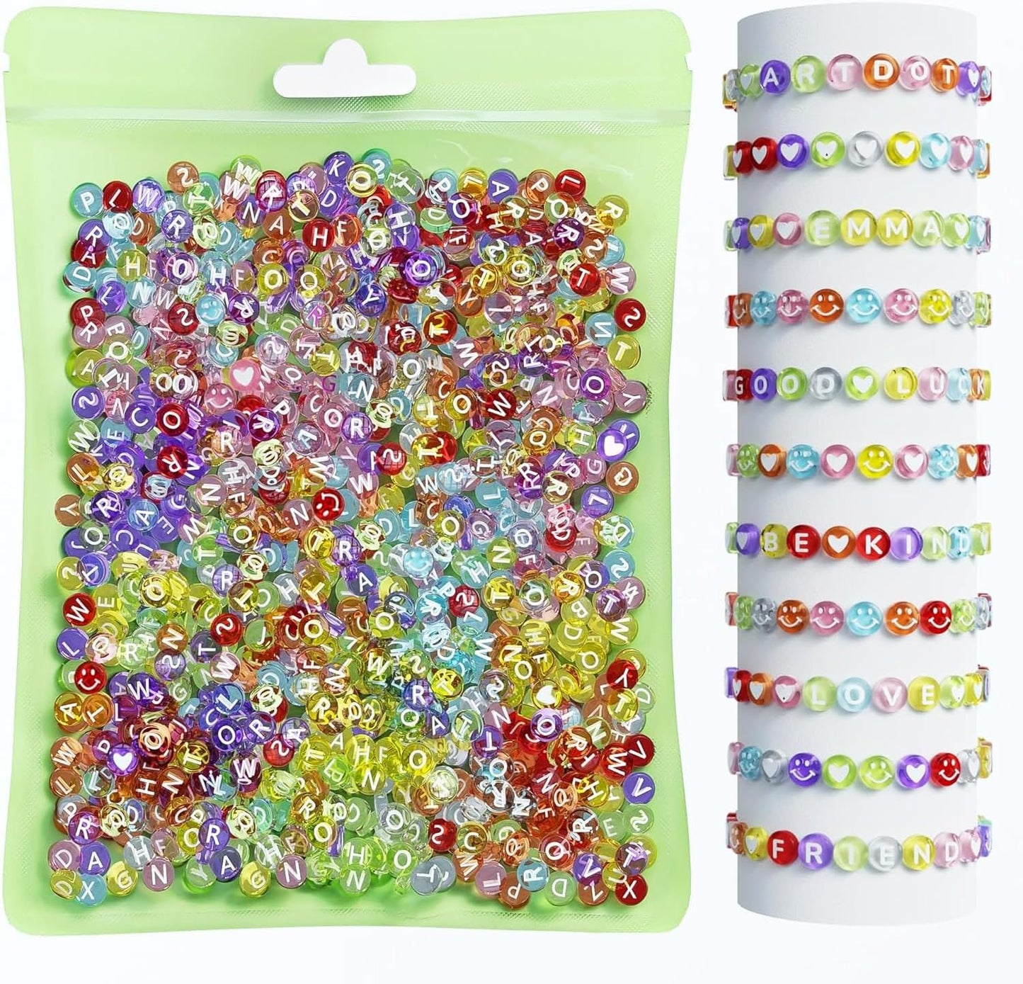 ARTDOT 800 Pieces Assortment Letter Beads for Friendship Bracelets Making Kit, 28 Styles Jewelry Making Supplies Alphabet Beads Set Preppy Crafts Art
