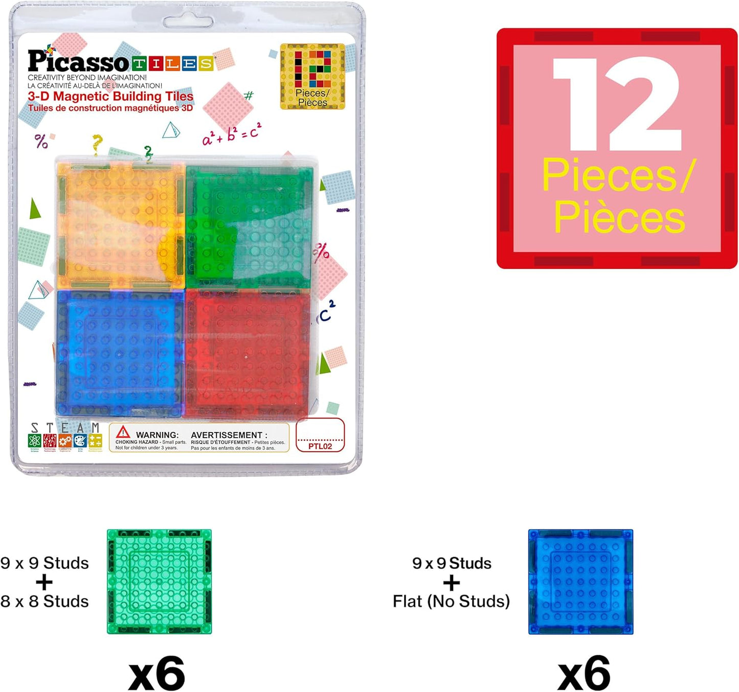 PicassoTiles 333pcs Magnetic Brick Tile and Magnetic Tile Combo Set, Action Figures included, Building Blocks STEM Toys, Educational Montessori Preschool Toddler classroom learning toys, Kids activity