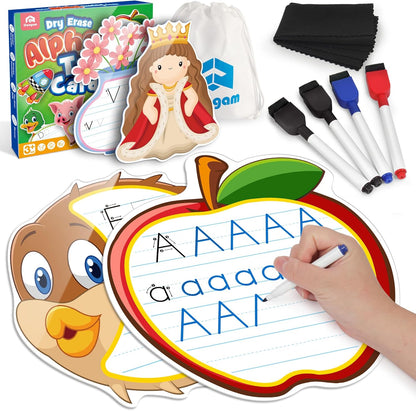 Coogam Educational Handwriting Practice Flashcards, Dry-Erase Alphabet Writing Activities, Letters Tracing Learning Autism Toy Gift for Pre-K Homeschool 1st Grade Kids Age 3-6