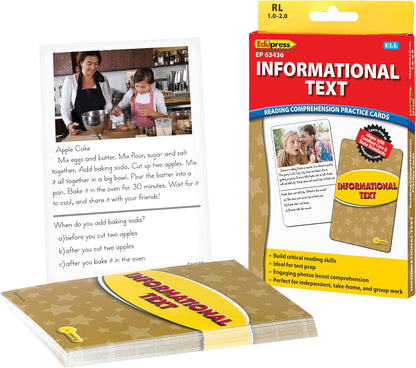 Edupress Reading Comprehension Practice Cards, Informational Text, Red Level (EP63437) Medium