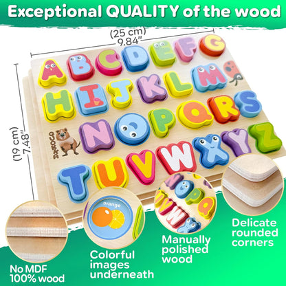 QUOKKA Wooden Puzzles for Toddlers 1-3 – 3xSET Toddler Puzzles Ages 2-4 – Montessori Animal Chunky Puzzle for Kids 3-5 – Wood Learning Toy for Boy and Girl – FSC Certified Wood
