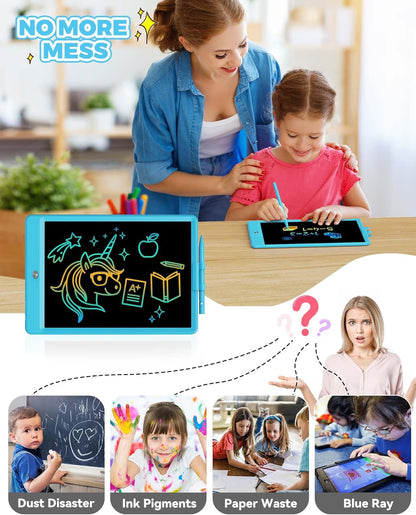 KOKODI 15 Inch LCD Writing Tablet with Anti-Lost Stylus, Erasable Doodle Board Colorful Toddler Drawing Pad, Car Travel School Games Toys for 3 4 5 6 7 8 Kids, Birthday Gift for Girls Boys Blue