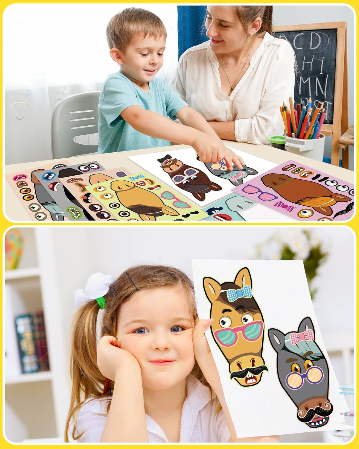 24 Pcs Make Your Own Dinosaur Sticker Sheets, Dinosaur Party Favors Face Stickers for Kids Boys Toddlers Crafts Activities Gift Bags Birthday Party Valentines Day Gifts for Kids Classroom