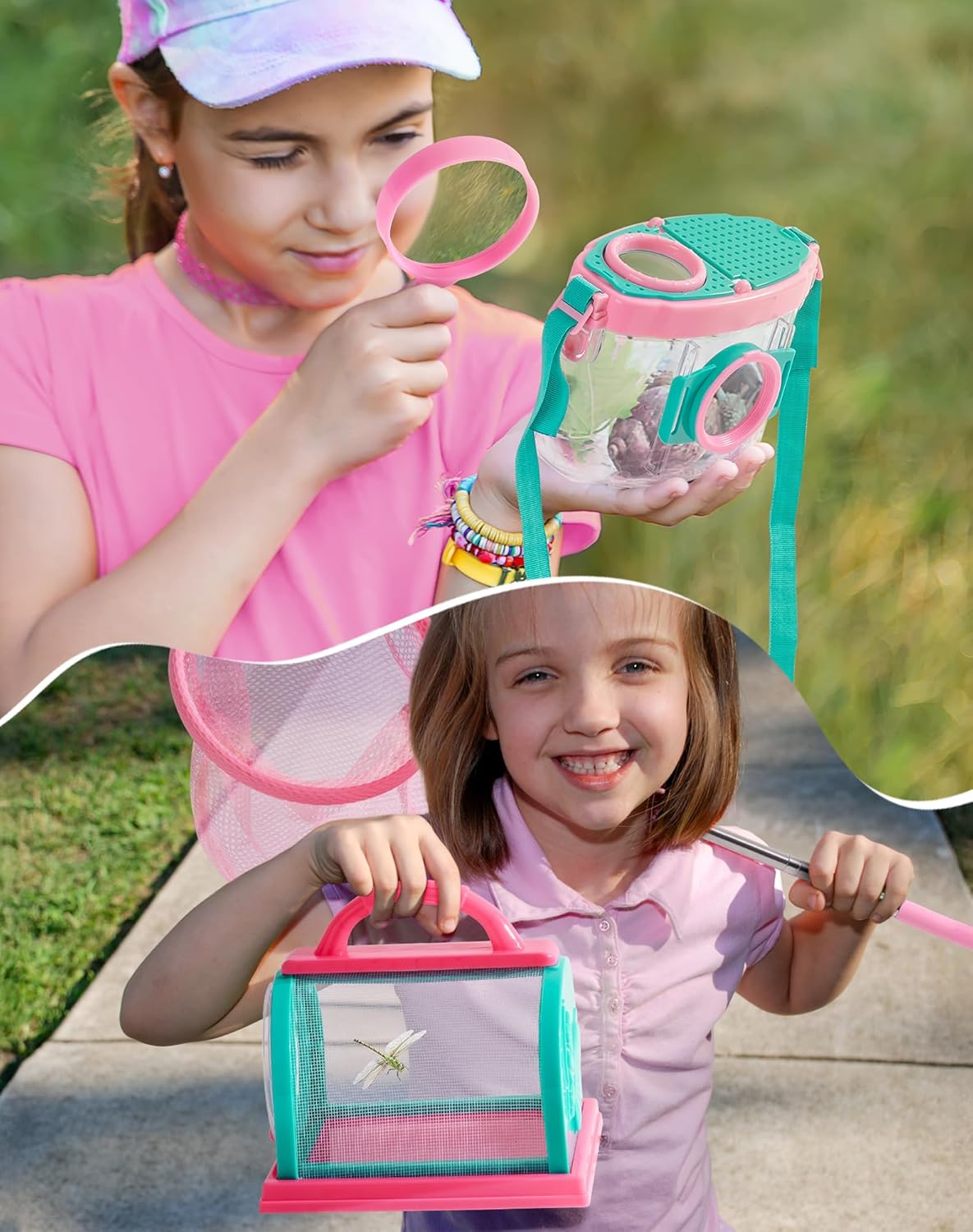 ROBUD Bug Catcher for Kids, Bug Catcher Kit with Bag Kit, Outdoor Exploration Set for Camping, Montessroi Toy for Kids Coming Closer to Nature，WRP07