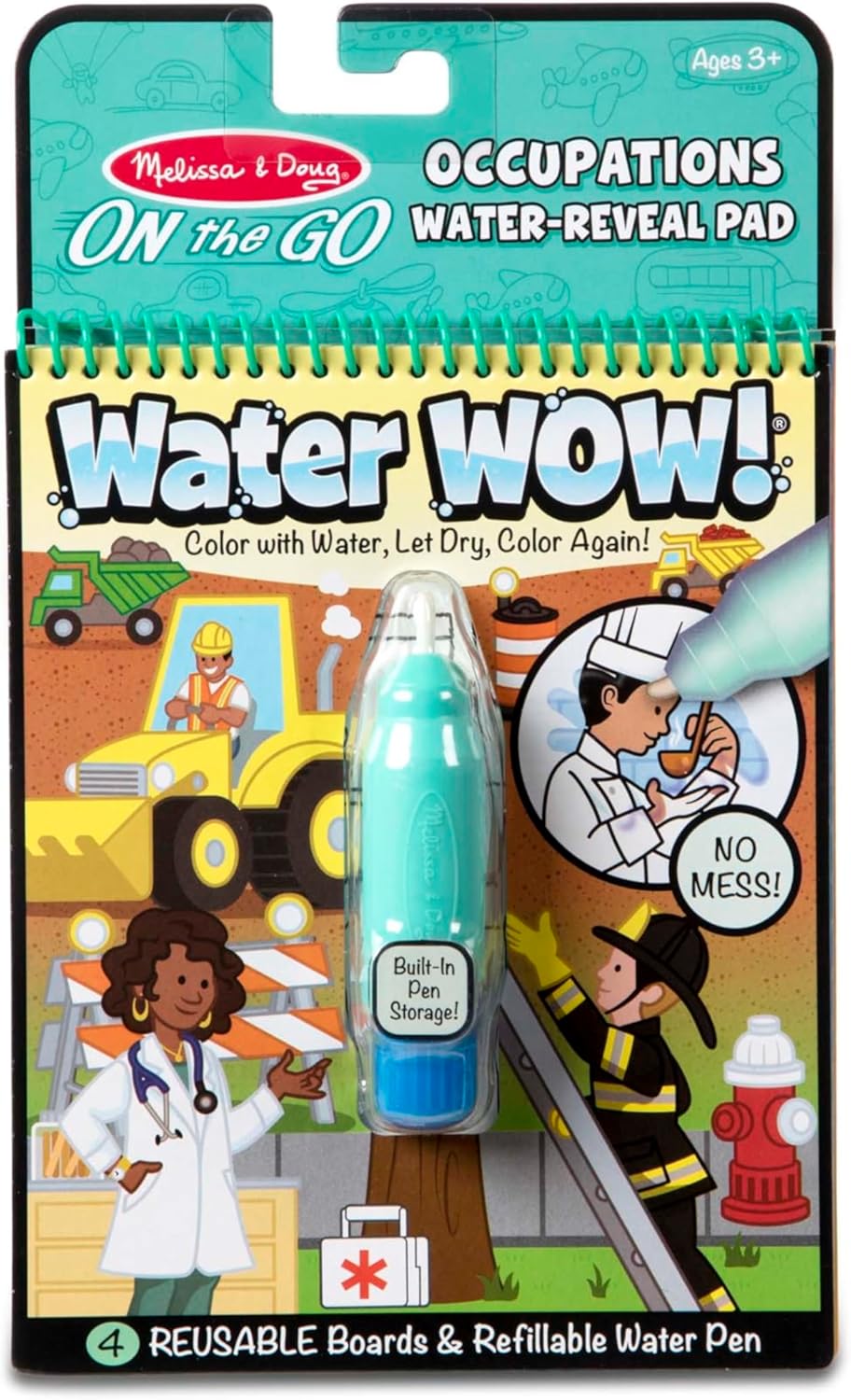 Melissa & Doug On The Go Water Wow! Mess Free Coloring Book, Reusable Water-Reveal Activity Pad, Vehicles, Travel Toys, Party Favors, for Toddlers & Kids Ages 3+ - FSC Certified