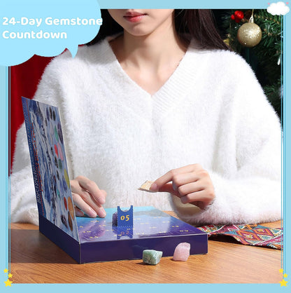 ZHIYUXI Crystal Advent Calendar 2025 Rock Collection Christmas Advent Calendar 2025 Crystals 24 Gemstones Christmas Countdown Calendar Advent Calendars Gem for Adult