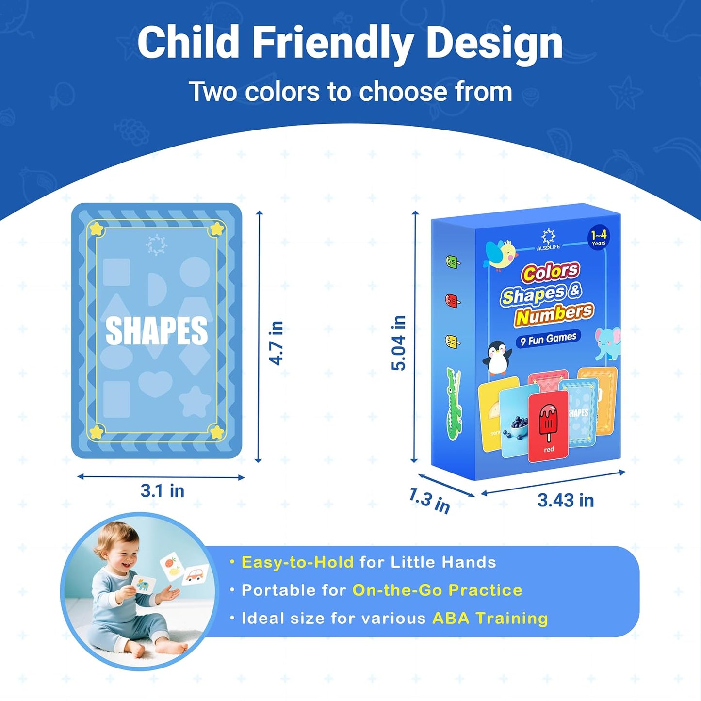 Thick Video Flash Cards for Toddlers- Color, Shape, Number Cards- 9 Fun Games for Toddlers, Speech Therapy Material Picture Cards, Preschool Learning Activities, Montessori