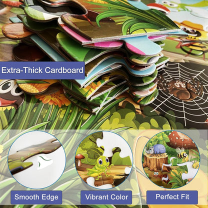 Jumbo Floor Puzzle for Kids, Large Jigsaw Puzzles 35 Piece for Kids Ages 3-5,Preschool Learning & Education Toys, Gifts for 4-8 Year Old Boys and Girls (Grassland Animal)