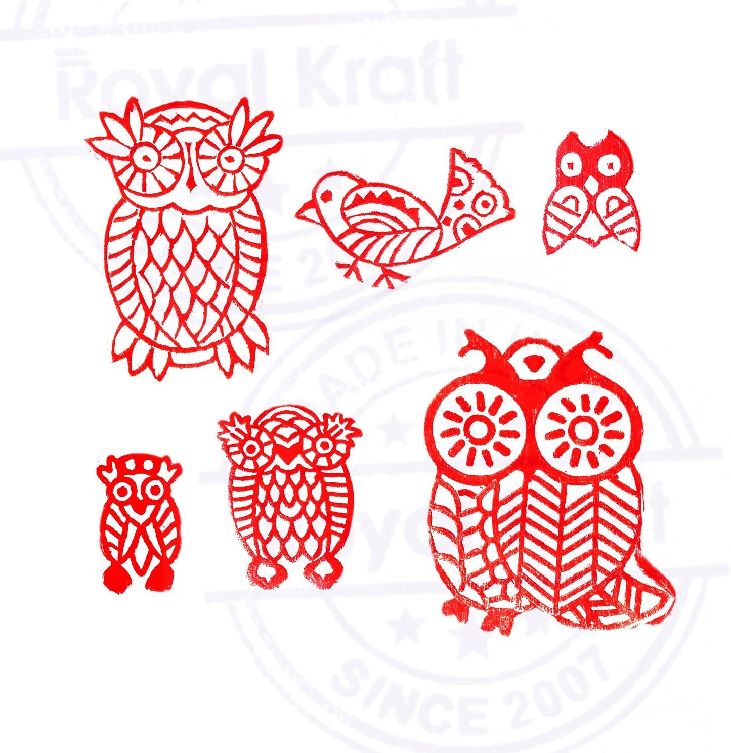 Pottery Printing Blocks Retro Fish Pattern Wooden Stamps (Set of 6) Htag1958