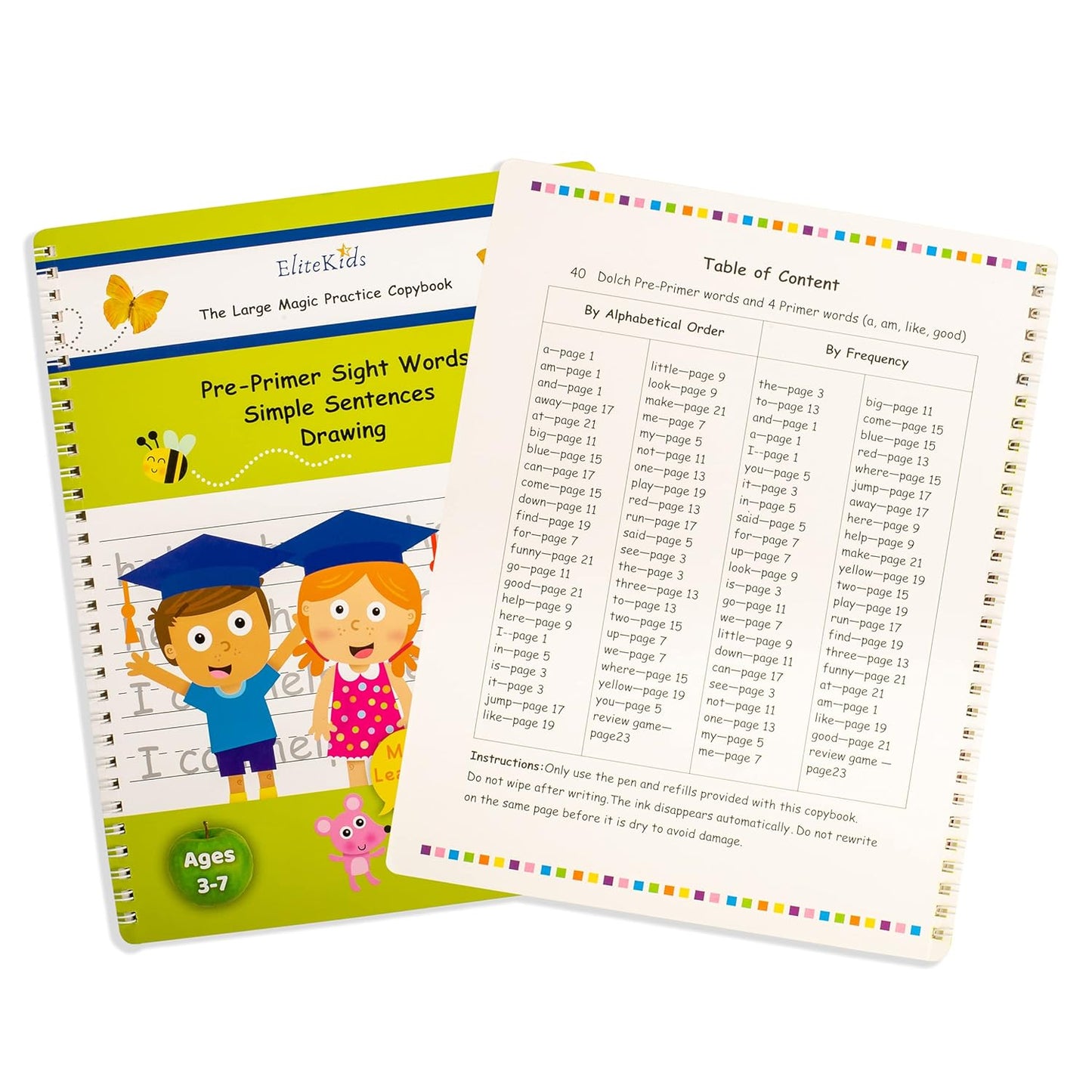 Magic Grooved Writing Practice for Kids, Trace Books for Kids Ages 3-5, 6-8, Handwriting Practice for kids 5-7, Teacher-Designed Reusable Magic Practice Copybook for Kids ages 3-8 (8.7×6.9in)