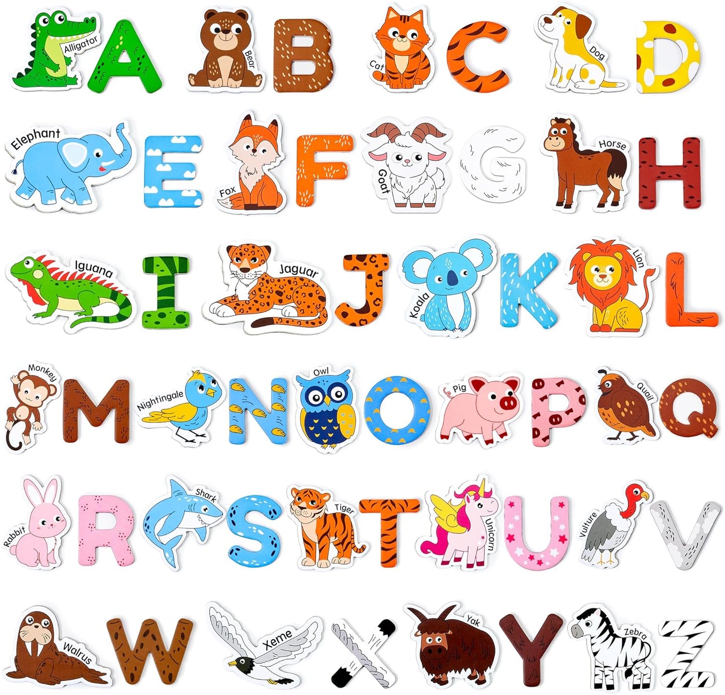 JoyCat Wooden Magnets for Kids – 26 Cute A-Z Animals Fridge Magnets for Toddlers, Large Magnetic Animal Refrigerator Toys, Fun Educational Learning Gifts for Toddlers 2 3 4 5 Years Old