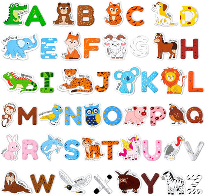 JoyCat Wooden Magnets for Kids – 26 Cute A-Z Animals Fridge Magnets for Toddlers, Large Magnetic Animal Refrigerator Toys, Fun Educational Learning Gifts for Toddlers 2 3 4 5 Years Old