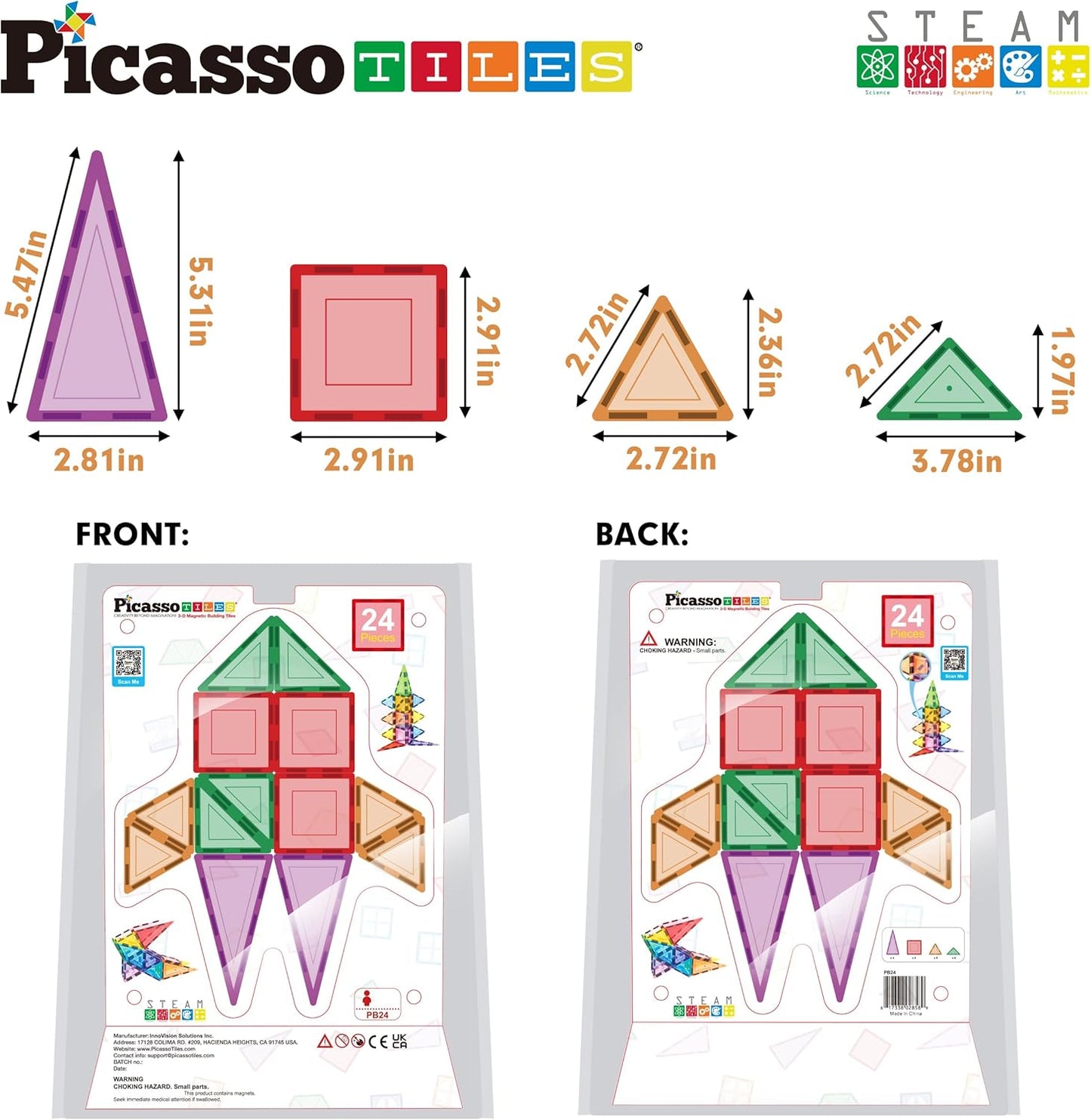 PicassoTiles 101 PCs Magnetic Tiles Building Block with Storage Case Included Bold Colors Travel Carry Case Construction Set for Boys & Girls Great Gift Preschool Kindergarten Montessori Playing Toys